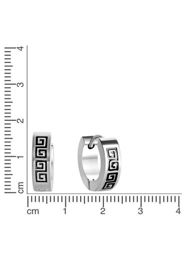ZEEME Ohrringe Edelstahl Lack Mäander silber