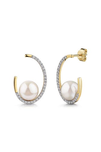 FASCINATION BY ELLEN K. Ohrringe 585/- Gelbgold bicolor Weißtopas und Perle mehrfarbig