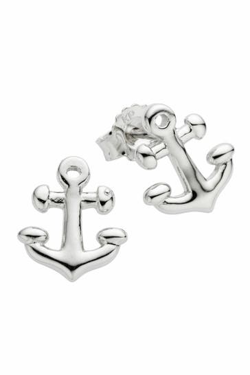 ZEEME Ohrringe Silber 925 rhodiniert mit Anker-Motiv silber