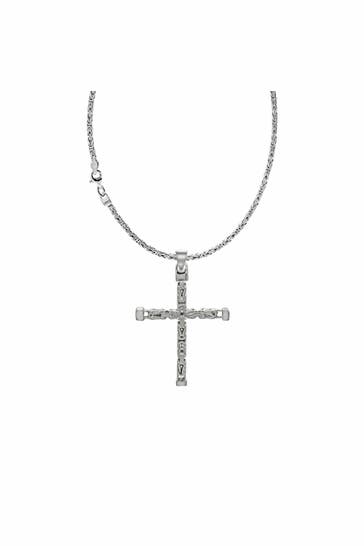 ZEEME Kette Silber 925 poliert mit Kreuz-Anhänger 55cm lang Königskette 2,2mm breit silber