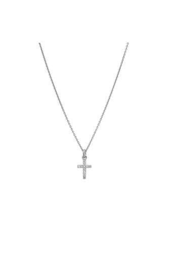 LYOMI Anhänger 585/- Weißgold Kreuz 11 synth. Diam. 0,09ct.