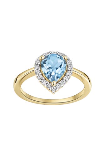 FASCINATION BY ELLEN K. Ring Gold 585 zweifarbig mit echtem Blautopas (beh.) und weißen Topasen mehrfarbig