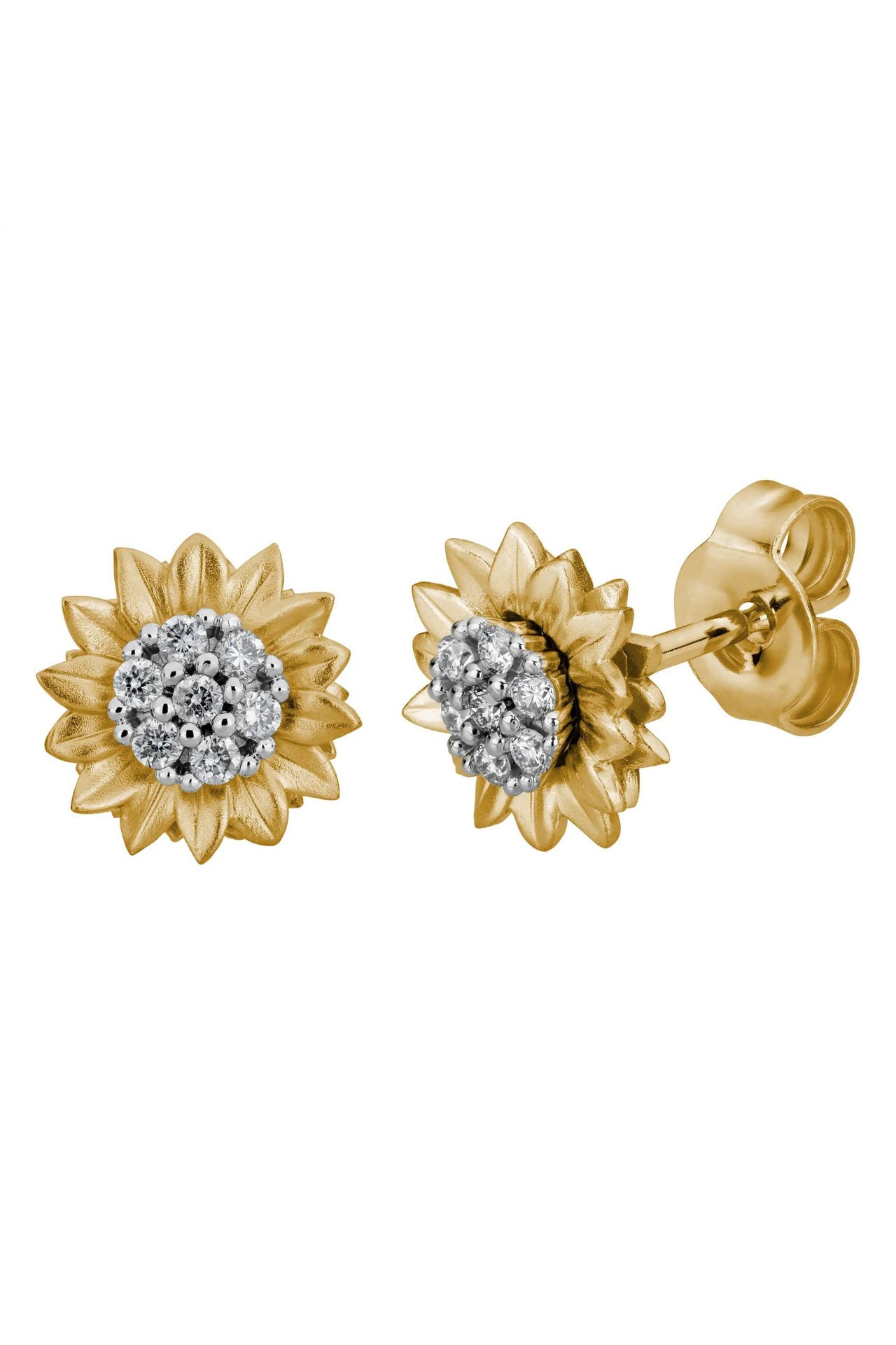 LYOMI Ohrringe 585/- GG/WG Sonnenblume 14 synth. Diam. 0,13ct. mehrfarbig, Bild 1