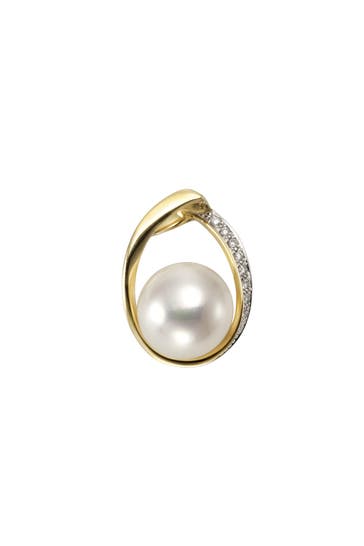 OROLINO Anhänger Gold 585 mit weißer Perle 10,5-11mm + 9x Brillant zus. 0,045ct.