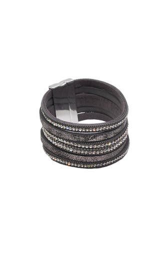 STEUER Armband Metall Lederband dunkelgrau grau