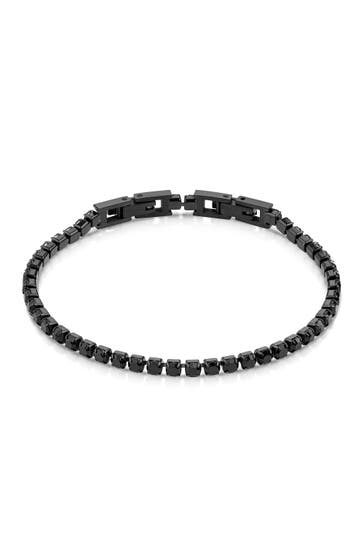ZEEME Armband Edelstahl/PVD schwarz Kristalle schwarz schwarz