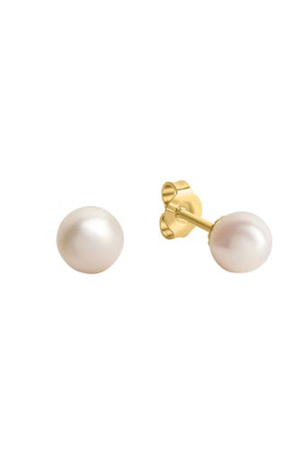 OROLINO Ohrringe Gold 585 mit weißen Perlen 5,5-6mm rund silber