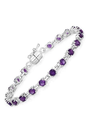 VIRA JEWELS Armband 925-Sterling Silber rhodiniert Amethyst rund silber