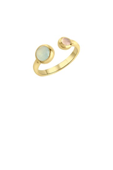 JAMELLI Ring Silber 925 vergoldet mit echten pinken und blauen Chalcedon-Steinen