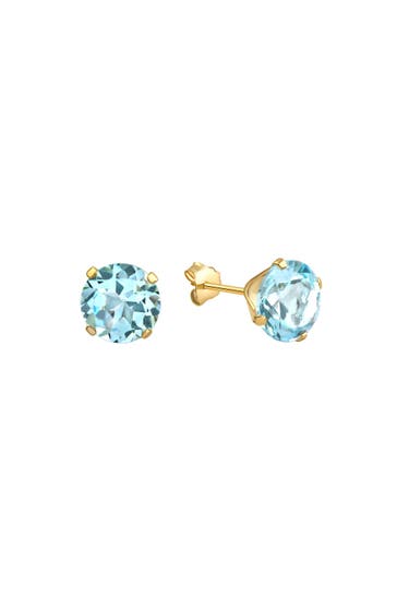 FASCINATION BY ELLEN K. Ohrringe Gold 585 mit echtem Blautopas (beh.) 7mm gelb