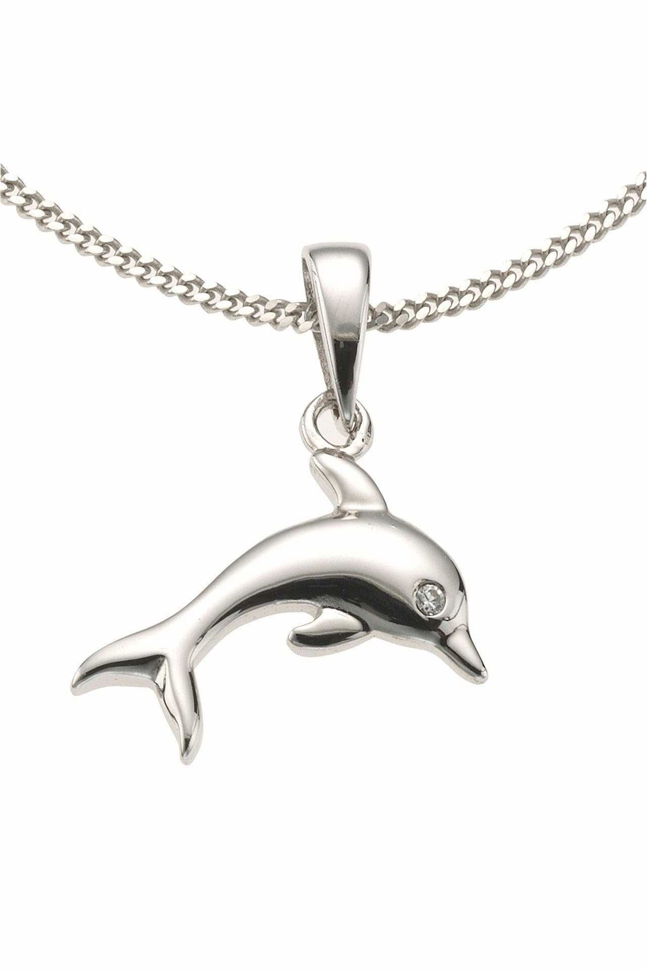 ZEEME Halskette Silber 925 rhodiniert Delfin-Motiv 36/38cm, Bild 1