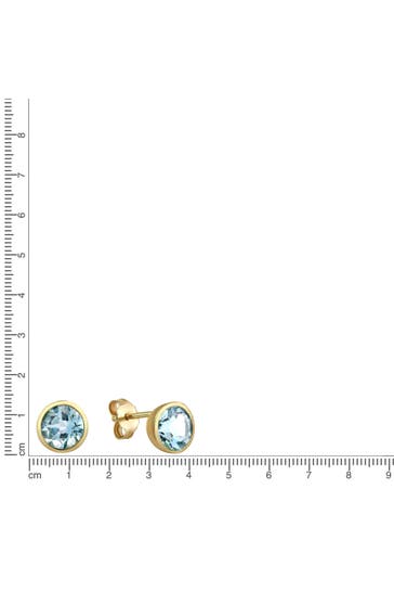 FASCINATION BY ELLEN K. Ohrringe Gold 375 mit echtem Blautopas (beh.) 7mm gelb