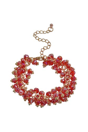 STEUER Armband Armband goldfarben mit roten Glassteinen rot