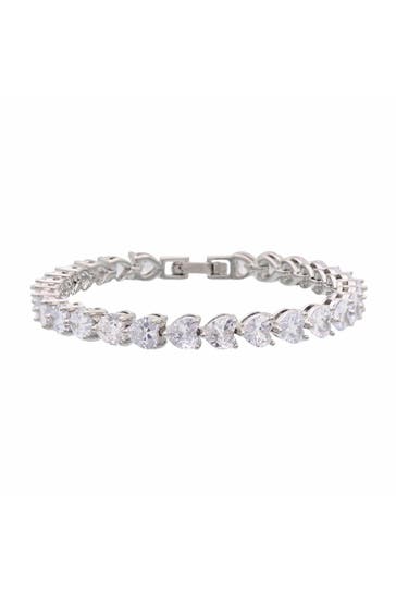 FASHIONBOX Armband Messing rhodiniert mit Zirkonia weiss 18 cm silber