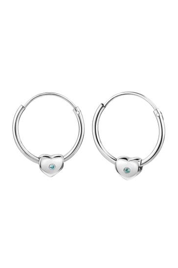 ZEEME Creolen Silber 925 rhodiniert mit Herz-Motiv und blauen Zirkonia-Steinen