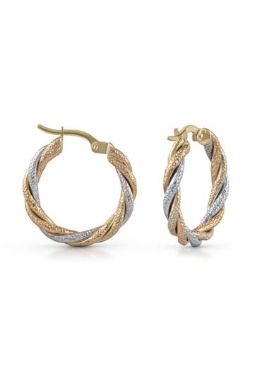 FASCINATION BY ELLEN K. Ohrringe Gold 585 dreifarbig 21mm Durchmesser mehrfarbig