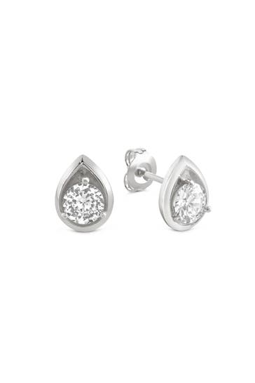 ZEEME Ohrringe Silber 925 rhodiniert Tropfen-Form mit Zirkonia weiß silber