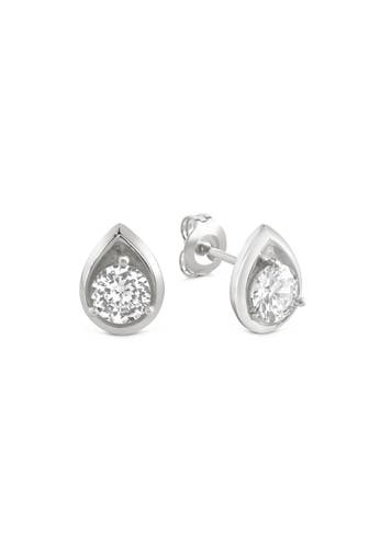 ZEEME Ohrringe Silber 925 rhodiniert Tropfen-Form mit Zirkonia weiß silber