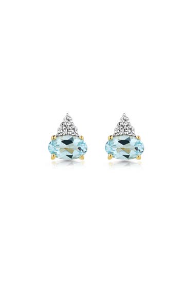 FASCINATION BY ELLEN K. Ohrringe 375 Gold Gelb Sky Blue Topas blau Zirkonia Ohrstecker gelb