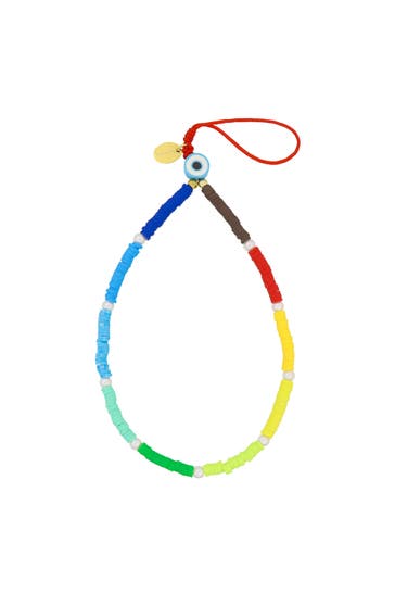 FASHIONBOX Armband mit Vinylplättchen Regenbogen-Farben 1 rundes Element mehrfarbig