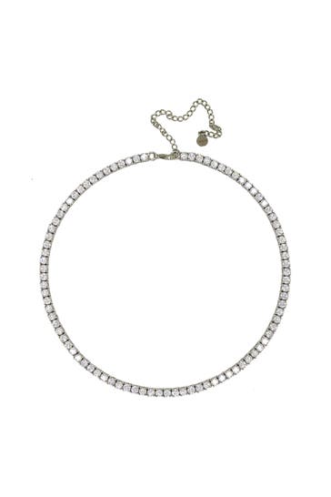 FASHIONBOX Kette rhodiniert mit Zirkonia weiss silber