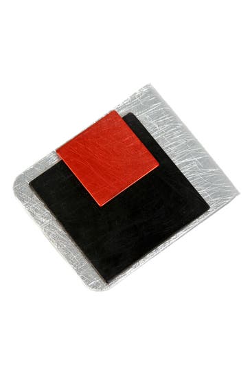 DEMARIE Schmuckset Kragenklemme aus Aluminium gebürstet + gewolkt rot