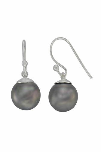 ZEEME Ohrringe Silber 925 mit 2 grauen Perlen 10mm grau