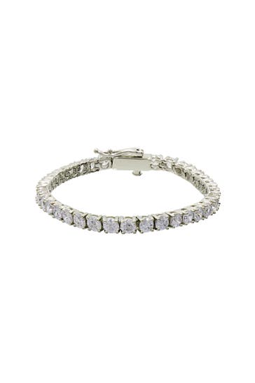FASHIONBOX Armband Messing  rhodiniert mit Zirkonia weiss 16 cm silber