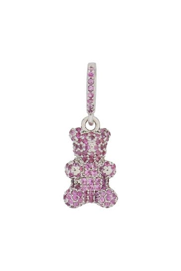 FASHIONBOX Anhänger Messing rhodiniert Teddy mit Glassteinen pink