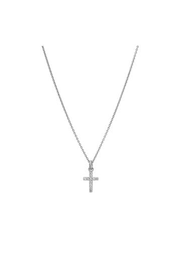 LYOMI Anhänger 585/- Weißgold Kreuz 11 synth. Diam. 0,09ct.