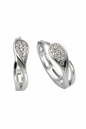 ZEEME Ohrringe Silber 925 rhodiniert mit 24x Zirkonia weiß silber
