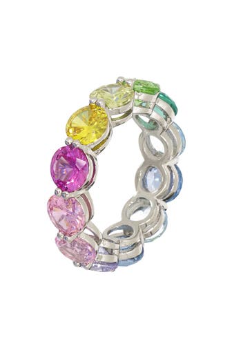 FASHIONBOX Ring Messing rhodiniert mit Zirkonia in pastell rainbow