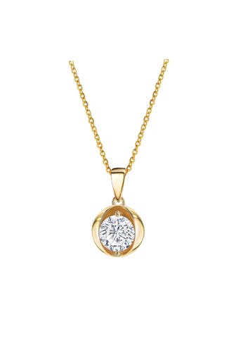 ZEEME Kette Silber 925 vergoldet 45cm lang mit weißem Zirkonia-Stein gelb