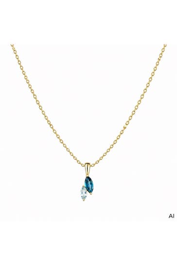 FASCINATION BY ELLEN K. Kette 375 Gold Gelb London Blue Topas Sky Blue Topas Anhänger mit Ankerkette 42 cm gelb