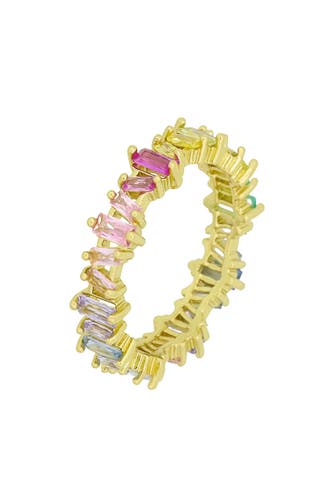 FASHIONBOX Ring Messing vergoldet mit Zirkonia pastell