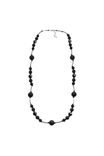 STEUER Kette Metall glänzend Glasstein Schwarz schwarz