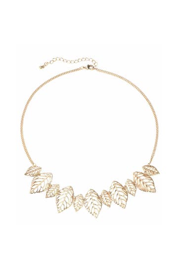 STEUER Kette Metall glanz vergoldet Blatt gelb