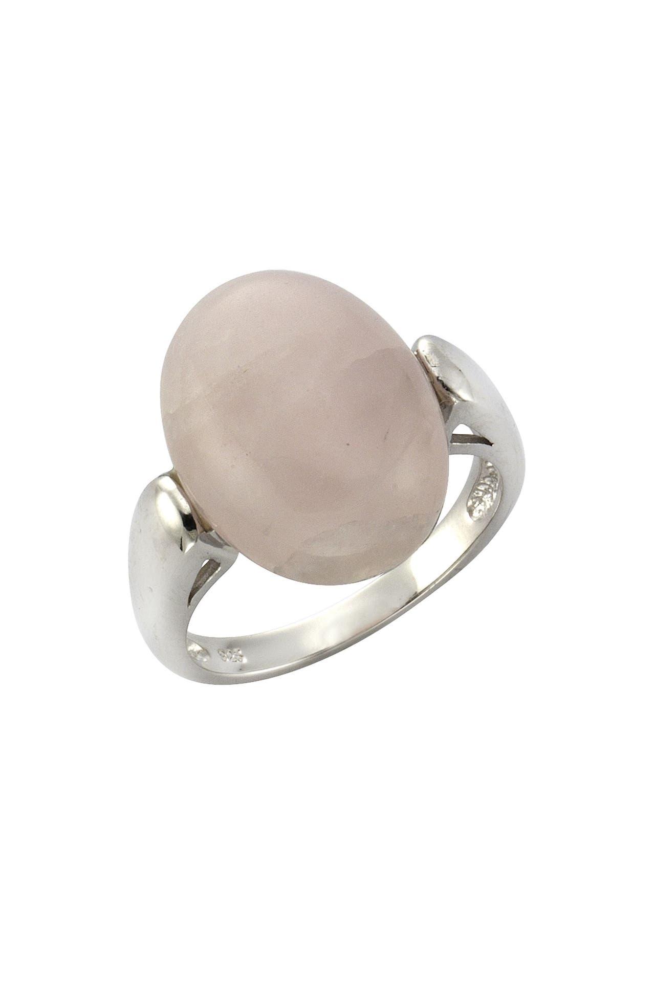 ZEEME Ring 925 Sterling Silber rhodiniert mit echtem Rosenquarz 16x12mm, Bild 1