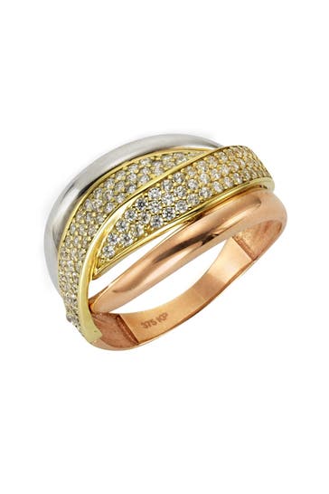 FASCINATION BY ELLEN K. Ring 375 Gold dreifarbig Zirkonia gelb