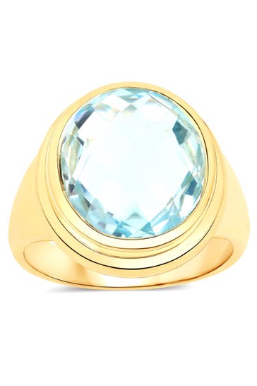 VIRA JEWELS Ring 925-Sterling Silber vergoldet Glänzend Blautopas beh.Blau