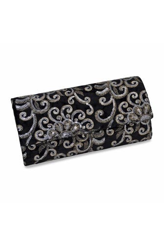 STEUER Handtasche Schwarzer Samt mit Pailetten-Ornamenten schwarz