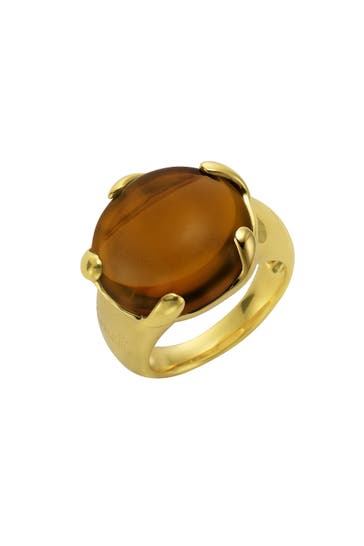JAMELLI Ring 925/- Sterling Silber Quarz (beh.) gelb