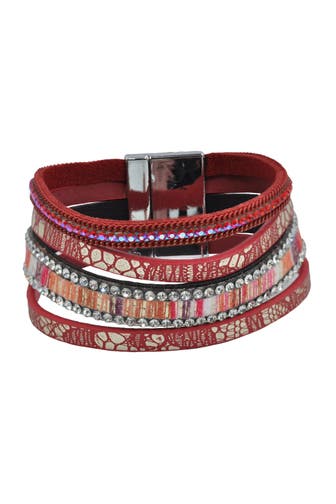STEUER Armband Velour rot 4-reihig rot