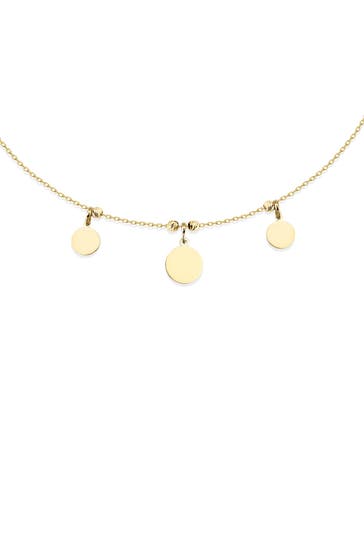 DKENIZ Kette 925 Sterling Silber vergoldet runde Plättchenkette gelb