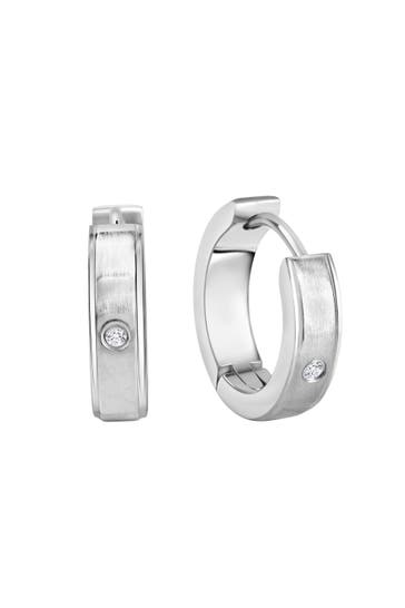 ZEEME Ohrringe Edelstahl glanz/matt mit weißem Zirkonia grau