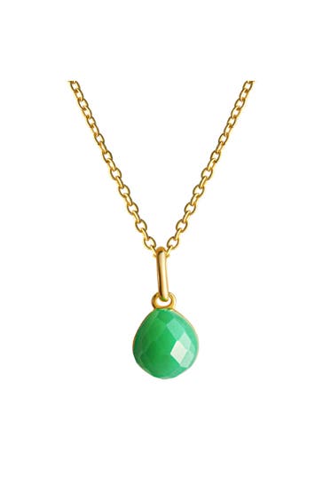 JAMELLI Kette Silber 925 vergoldet 42+3cm lang mit echtem Chrysopras gelb