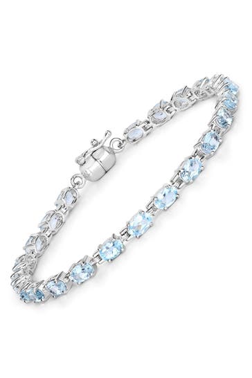 VIRA JEWELS Armband 925-Sterling Silber rhodiniert Blautopas oval silber