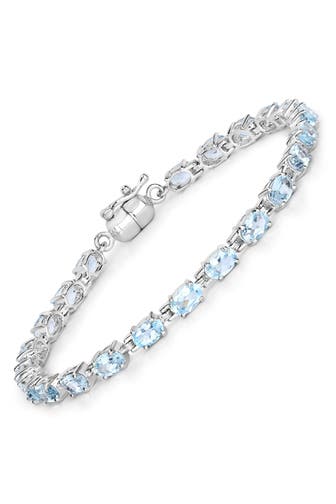 VIRA JEWELS Armband 925-Sterling Silber rhodiniert Blautopas oval silber