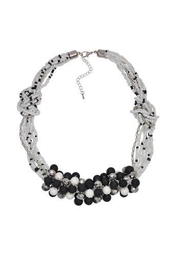 STEUER Kette 58 cm lang Glasstein weiß silber