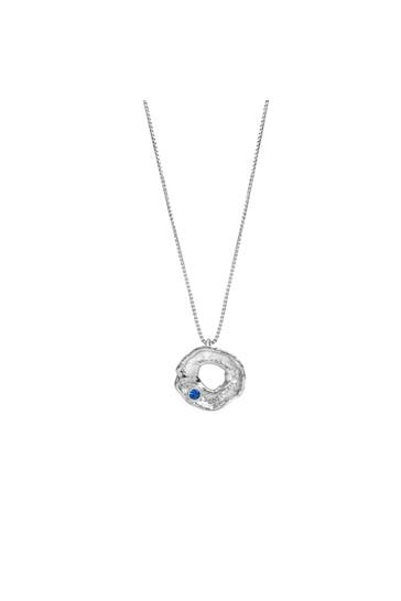 CELESTA Kette 925 Silber rhodiniert mit blauen Spinell silbergrau